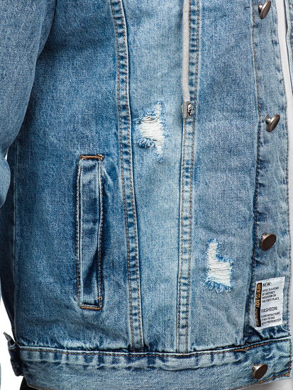 Chaqueta vaquera azul claro para hombre con capucha Bolf MJ505BC