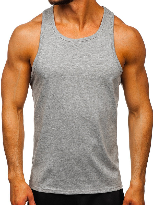 Camiseta sin manga sin estampado gris Bolf 99002