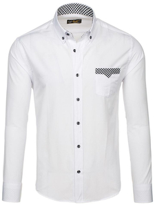 Camisa elegante de manga larga para hombre blanco Bolf 4711