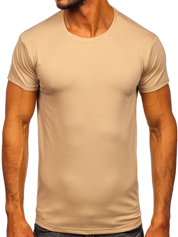 Camiseta para hombre sin estampado color beige Bolf 2005-91