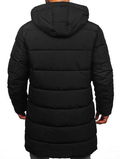 Chaqueta acolchada larga de invierno con capucha para hombre negro Bolf 22M329
