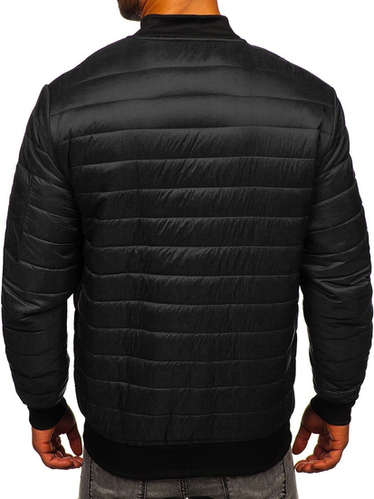 Chaqueta acolchada de entretiempo bomber para hombre negro Bolf MY-02A