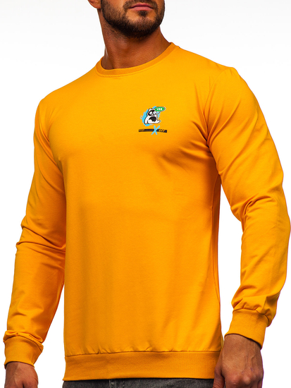 Sudadera sin capucha con impresión para hombre naranja Bolf 8744