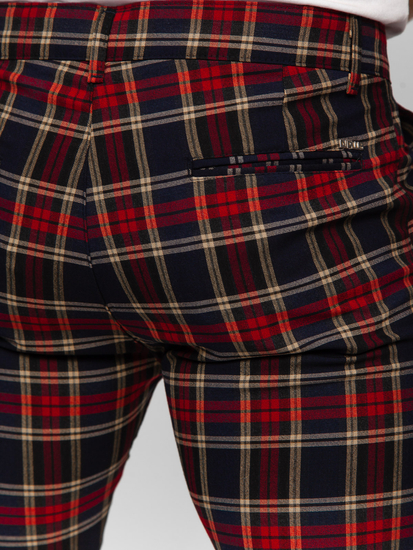 Pantalón chinos a cuadros de tela para hombre azul oscuro Bolf 184165