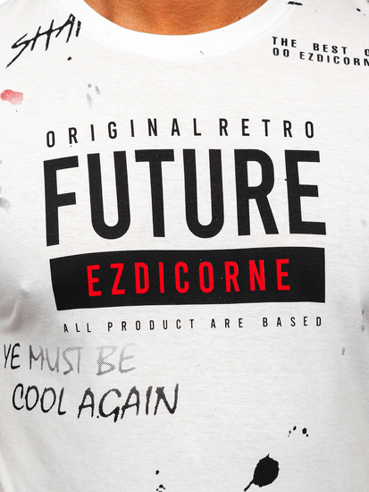 Camiseta de manga corta con impresión para hombre blanco Bolf 14476