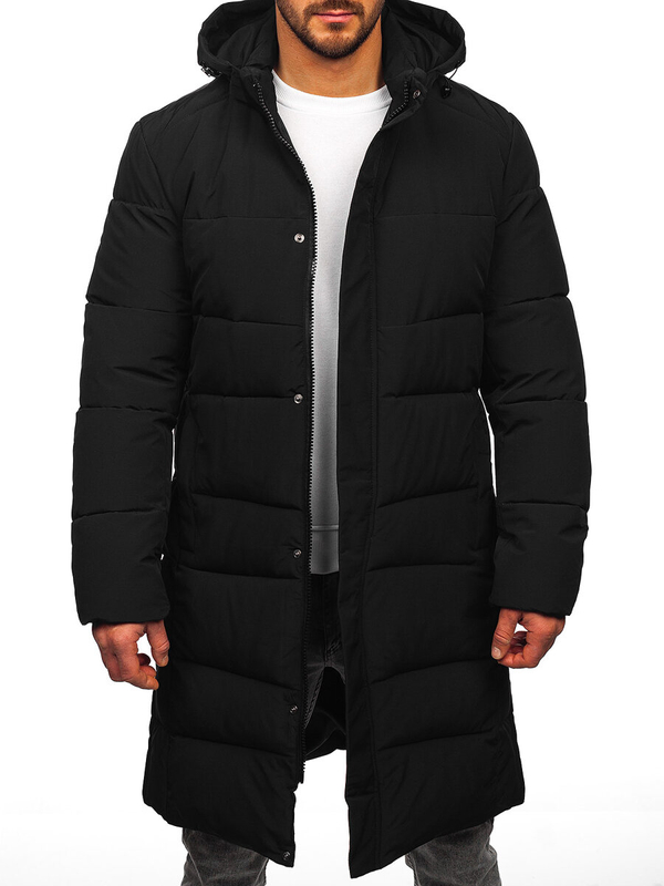 Chaqueta de invierno acolchada larga para hombre negro Bolf 31M5009