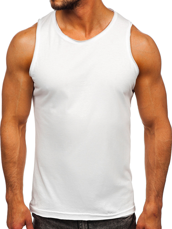 Camiseta blanca de algodón con estampado liso para hombre Bolf 1205