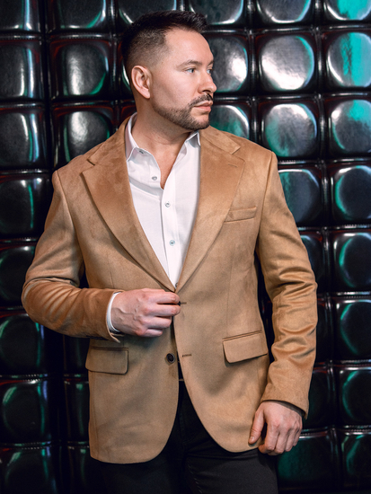 Americana de hombre de terciopelo color camel Bolf 24410