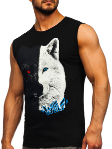 Camiseta estampada sin mangas color negro Bolf 14823