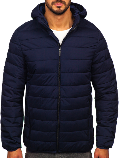 Chaqueta acolchada de entretiempo con capucha para hombre azul oscuro Bolf 5M3197