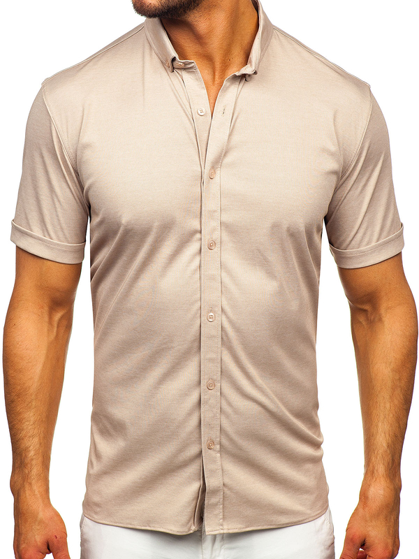 Camisa de manga corta para hombre beige Bolf 2005