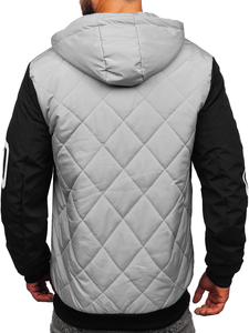 Chaqueta acolchada de entretiempo béisbol bomber para hombre gris Bolf 84M3006