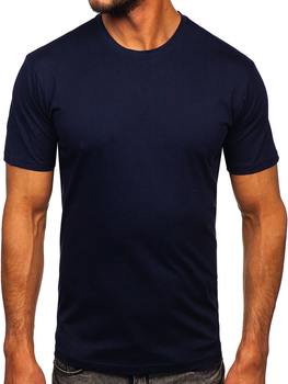 Camiseta algodón de manga corta para hombre azul oscuro Bolf 0001