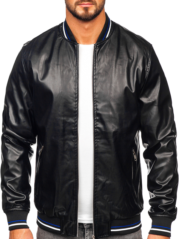 Chaqueta de cuero ecológico para hombre negro Bolf 6707