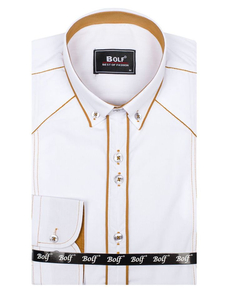 Camisa elegante de manga larga para hombre blanca Bolf 4777