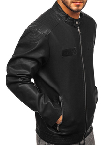 Chaqueta de cuero para hombre negro Bolf 1122