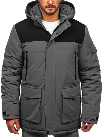 Chaqueta de invierno con capucha para hombre grafito Bolf 22M322