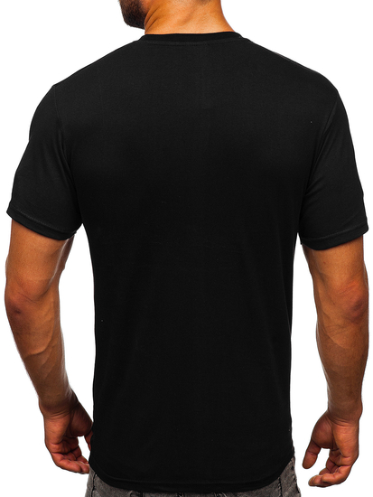 Camiseta negra de algodón con estampado para hombre Bolf KS1997