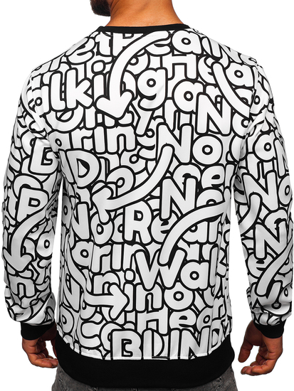 Sudadera con capucha con impresión para hombre negro y blanco Bolf 8B1137