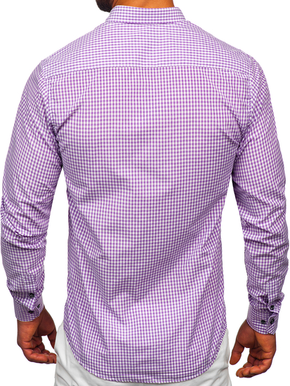 Camisa a cuadros de manga larga para hombre violeta Bolf 22745