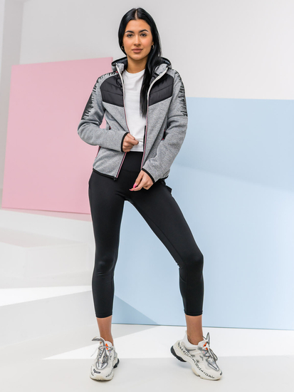 Chaqueta acolchada de entretiempo para mujer con capucha color gris Denley KSW4007
