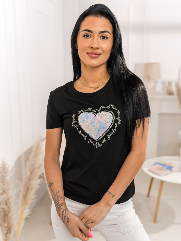 Camiseta estampada para mujer Negro Bolf 95T2510