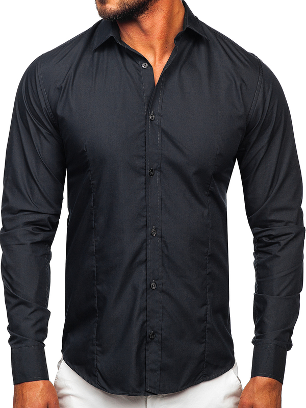 Camisa elegante grafito de manga larga para hombre Bolf 1703