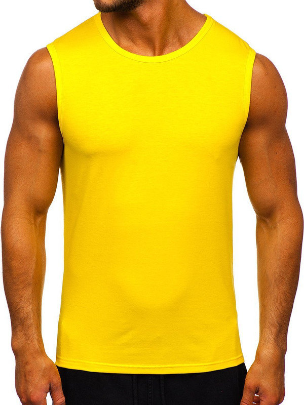 Camiseta sin manga sin estampado amarillo fluorescente Bolf 99001