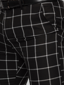 Pantalón chino de tela a cuadros para hombre negro Bolf 0046