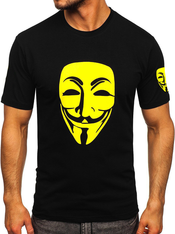 Camiseta de manga corta con impresión para hombre negro Bolf 14400