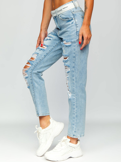 Pantalón vaquero para mujer con cinturón color azul celeste Denley BS502