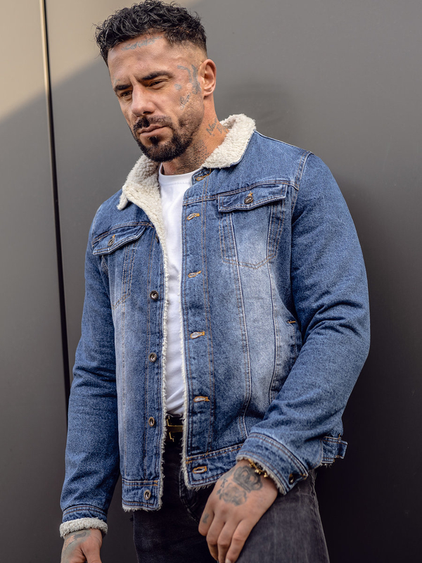Chaqueta de entretiempo vaquera para hombre azul oscuro Bolf 1153