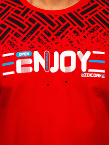 Camiseta algodón de manga corta con impresión para hombre rojo Bolf 14720