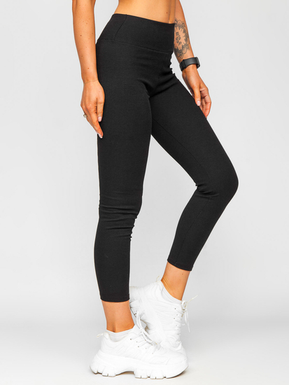 Leggings de punto canalé para mujer negro Bolf 020