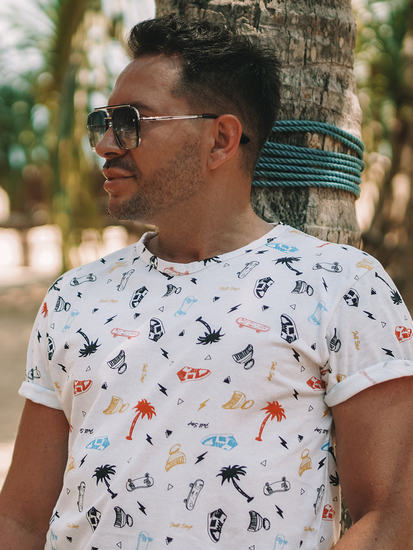Camiseta estampada para hombre color blanco Denley 14924