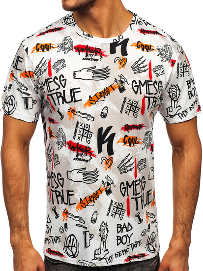 Camiseta estampada para hombre color blanco Bolf 14908