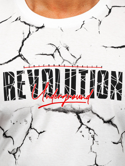 Camiseta blanca de algodón con estampado para hombre Bolf 14717