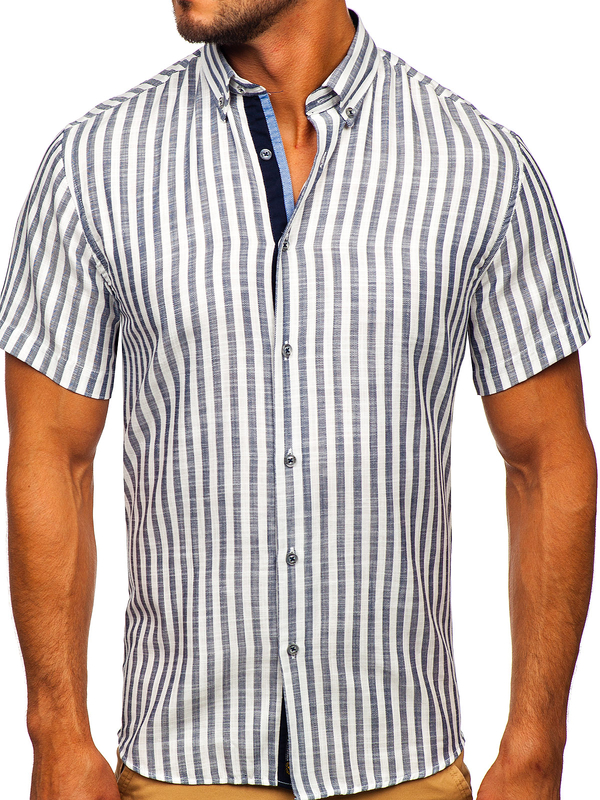 Camiseta a manga corta a cuadros para hombre color azul oscuro Bolf 21500