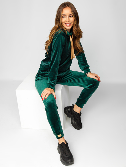 Chándal velour de dos piezas para mujer verde botella Bolf 637