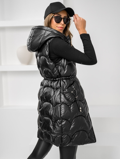 Chaleco largo acolchado para mujer negro Bolf B8172A