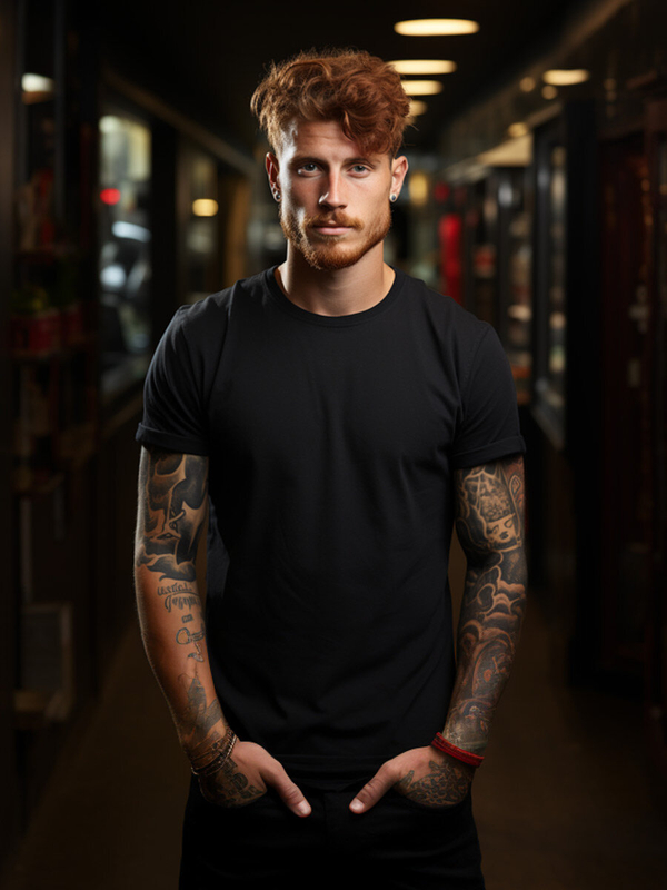 Camiseta larga negra de hombre sin estampado Bolf 14290A2