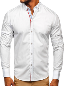Camisa elegante de manga larga para hombre blanca Bolf 8839