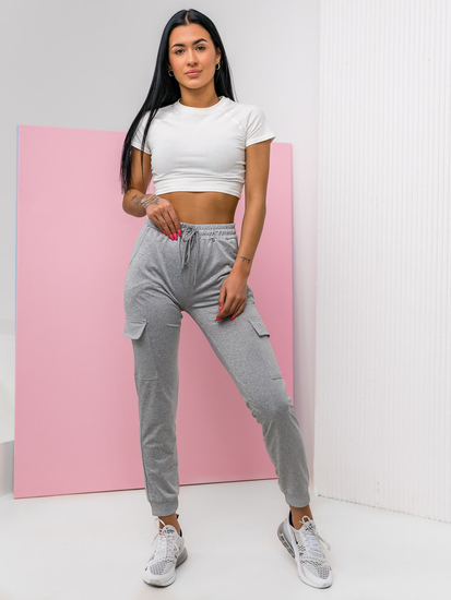 Pantalón de chándal tipo cargo para mujer gris Bolf HW2516C