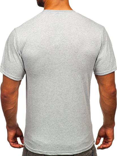 Camiseta algodón de manga corta con bolsillo para hombre gris Bolf 14507