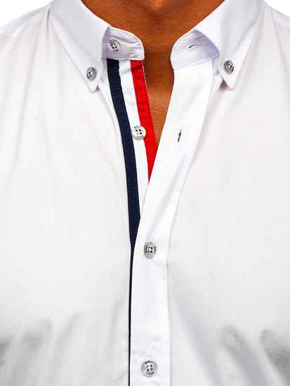 Camisa elegante de manga larga para hombre blanco Bolf 3713