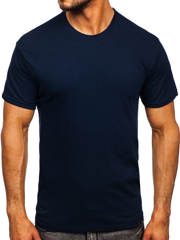 Camiseta lisa de algodón azul marino para hombre Bolf 192397