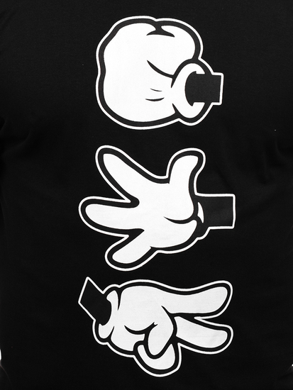 Camiseta negra de algodón con estampado para hombre Bolf KS1997