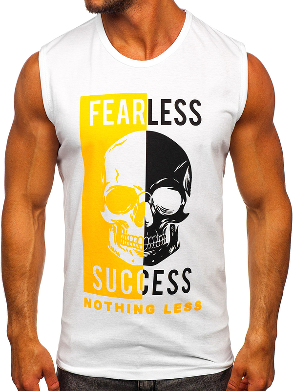 Camiseta estampada sin mangas color blanco Bolf 14819
