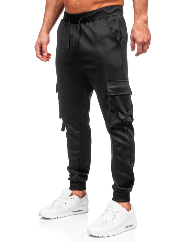 Pantalón jogger de chándal cargo para hombre negro Bolf 8K1118