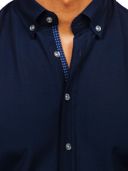 Camisa con manga larga para hombre color azul oscuro Bolf 20716